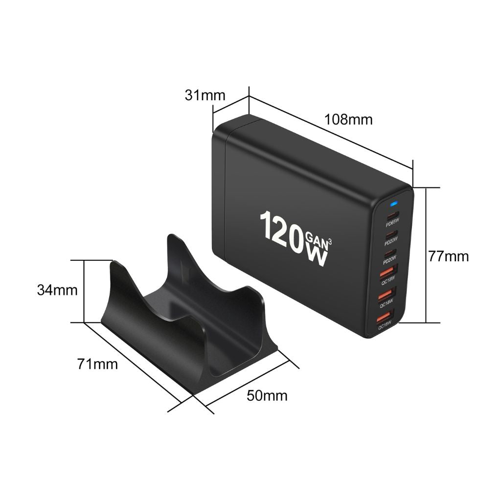 120W GaN 6-Port USB-C Charger